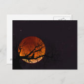 Ernte-Mond mit Baum-und Katzen-Silhouette Postkarte (Vorne/Hinten)