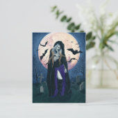 Ernte Moon Halloween Hexenkarte Postkarte (Stehend Vorderseite)