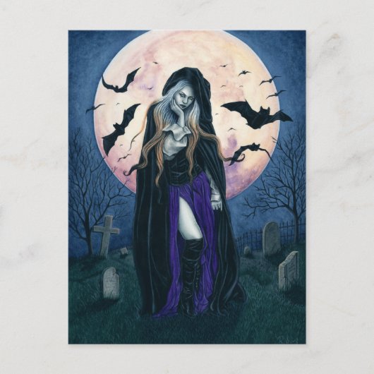 Ernte Moon Halloween Hexenkarte Postkarte (Vorderseite)