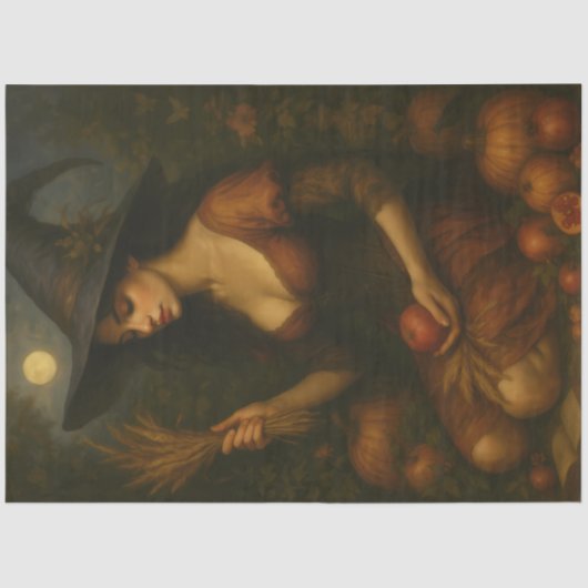 Ernte Moon Hexe - Herbst Gotische Fantasie Kunst Seidenpapier (Vorderseite)