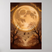 Ernte Moon und Silhouetten im Herbst Poster (Vorne)