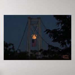Ernte Moonrise über das amerikanische Flag Poster