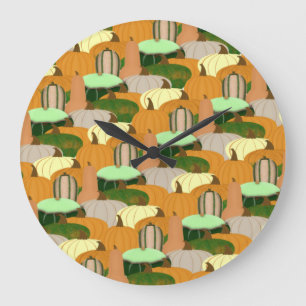 Ernte-Muster Herbstkürbis Große Wanduhr