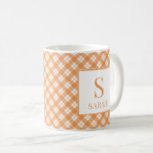 Ernte Orange Karo individuell Name Anfangsbuchstab Kaffeetasse (VorderseiteRechts)