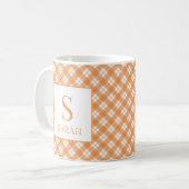 Ernte Orange Karo individuell Name Anfangsbuchstab Kaffeetasse (Vorderseite Links)