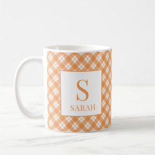 Ernte Orange Karo individuell Name Anfangsbuchstab Kaffeetasse