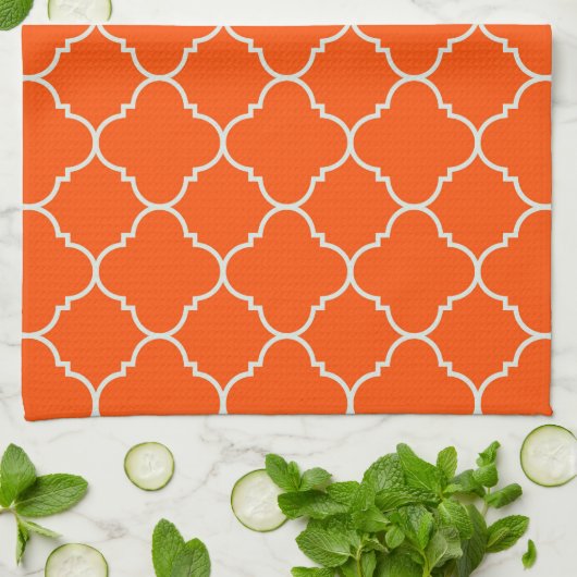 Ernte orange Quatrefoil Tuch (Gefaltet)