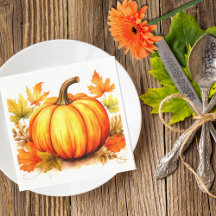 Ernte Pumpkin & Autumn Leaves Napkins
