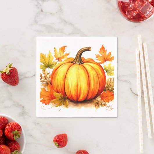 Ernte Pumpkin & Autumn Leaves Napkins Serviette (Beispiel)