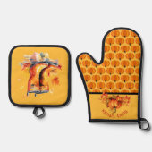 Ernte Pumpkin Patch - Herbst-Regenstoß Ofenhandschuh & Topflappen-Set (Vorderseite)