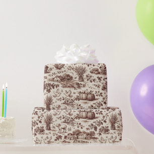 Ernte Sepia Braun Toile Geschenkpapier
