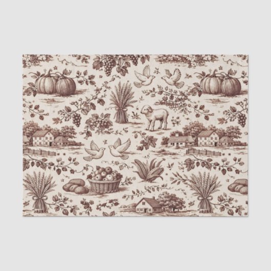 Ernte Sepia Braun Toile Seidenpapier (Vorderseite)