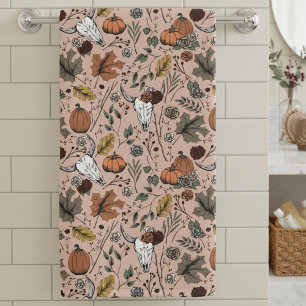 Ernte und Hörner Kuh Schädel Vintage Rose Handtuch