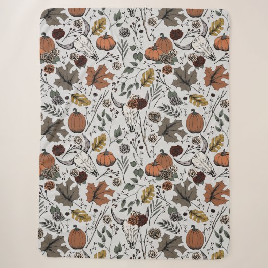 Ernte und Hörner Kuh Skull Grau Sherpadecke (Vorderseite)