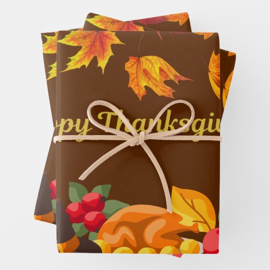 Ernte zum Erntedankfest - Türkei und Gemüse Geschenkpapier Set (Beispiel)