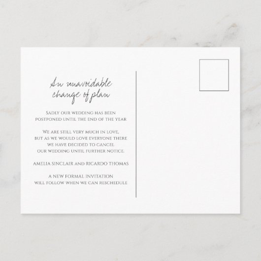 Ernteausfall mit handgezogenen Blättern dunkelgrau Ankündigungspostkarte (Rückseite)