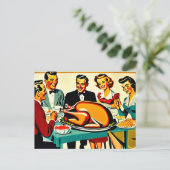 Erntedank 1950er Stil bei Zuhause Feiertagspostkarte (Stehend Vorderseite)