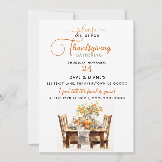 Erntedank Abendessen Ansammlung Einladung (Vorderseite)