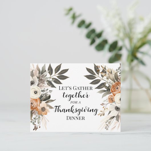 Erntedank Abendessen Blumenladen Postkarte (Stehend Vorderseite)