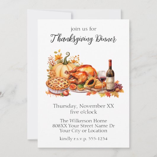 Erntedank-Abendessen Einladung (Vorderseite)