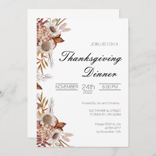 Erntedank Abendessen Einladung (Vorne/Hinten)