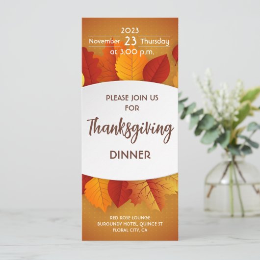 Erntedank Abendessen Einladung (Stehend Vorderseite)