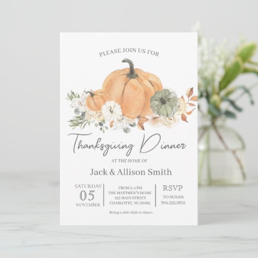 Erntedank Abendessen Einladung (Stehend Vorderseite)