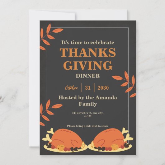 Erntedank Abendessen Einladung (Vorderseite)