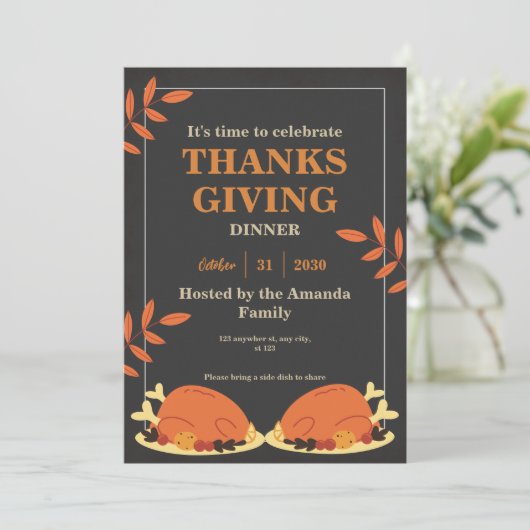 Erntedank Abendessen Einladung (Stehend Vorderseite)