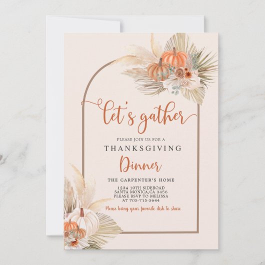 Erntedank Abendessen Einladung (Vorderseite)