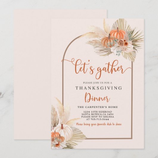 Erntedank Abendessen Einladung (Vorne/Hinten)