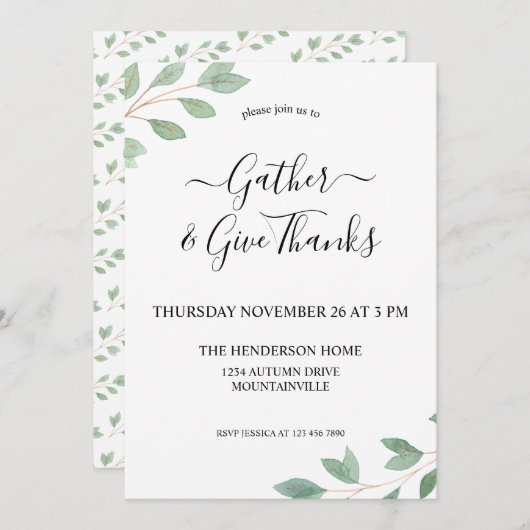 Erntedank-Abendessen Einladung (Vorne/Hinten)