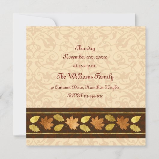 Erntedank-Abendessen Einladung (Rückseite)