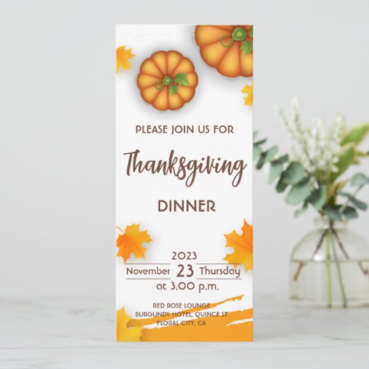 Erntedank Abendessen Einladung (Stehend Vorderseite)