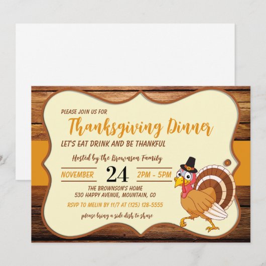 Erntedank Abendessen Einladung (Vorne/Hinten)