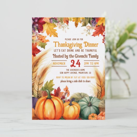 Erntedank Abendessen Einladung (Stehend Vorderseite)