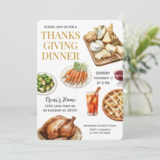 Erntedank-Abendessen Einladung (Stehend Vorderseite)