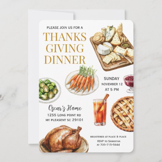 Erntedank-Abendessen Einladung (Vorderseite)