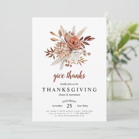 Erntedank Abendessen Einladung | Danke (Stehend Vorderseite)