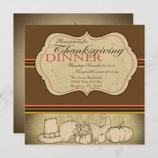 Erntedank-Abendessen-Einladung Einladung (Vorne/Hinten)