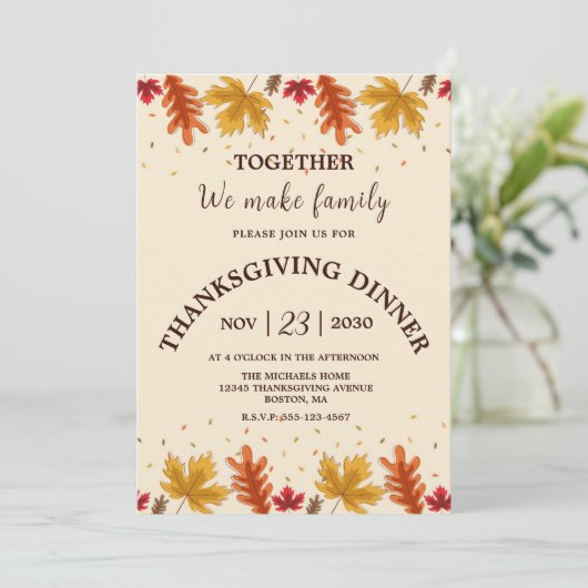 Erntedank Abendessen Herbst Herbsturlaub Einladung (Stehend Vorderseite)