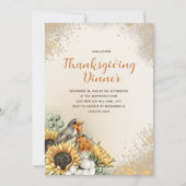 Erntedank Abendessen Herbst Vögel Sonnenblumen Einladung (Vorderseite)