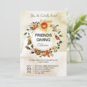 Erntedank Abendessen im Freien Herbst Sonnenblumen Einladung (Stehend Vorderseite)