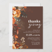 Erntedank Abendessen in Blumenbraun Einladung (Vorderseite)