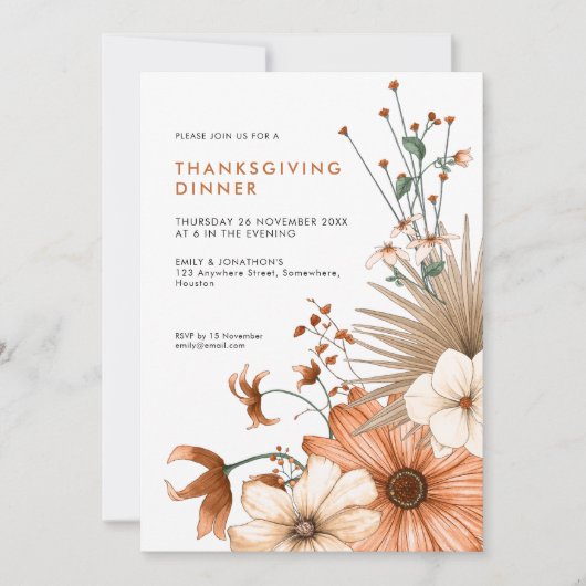 Erntedank-Abendessen in den Farben Einladung (Vorderseite)