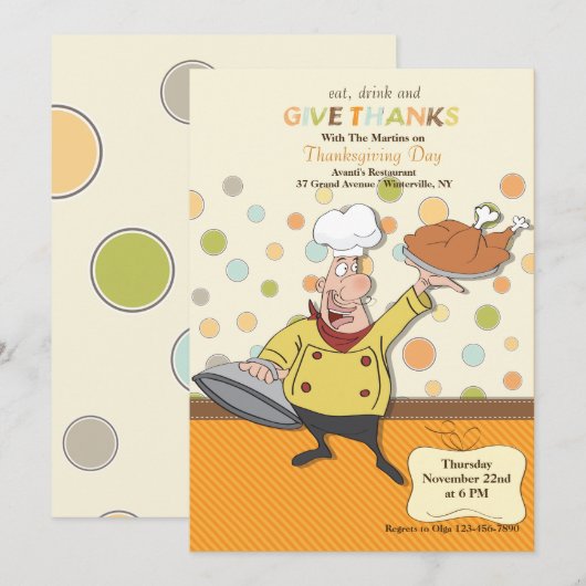 Erntedank Abendessen Koch Einladung (Vorne/Hinten)