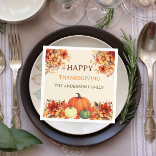 Erntedank Abendessen Kürbiskuchen Orangenflorchen Serviette
