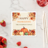 Erntedank Abendessen Kürbiskuchen Orangenflorchen Serviette (Beispiel)