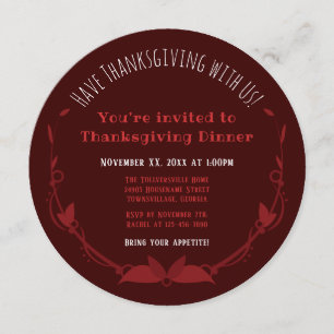 Erntedank Abendessen Lächeln Red Velvet Kuchen Einladung