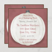 Erntedank-Abendessen-Land-rustikaler weißer Kürbis Einladung (Vorne/Hinten)